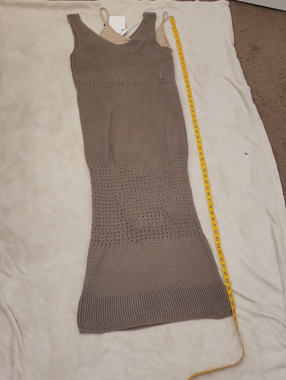 MaxMara Knit Sleeveless Midi Dress in Taupe Beige